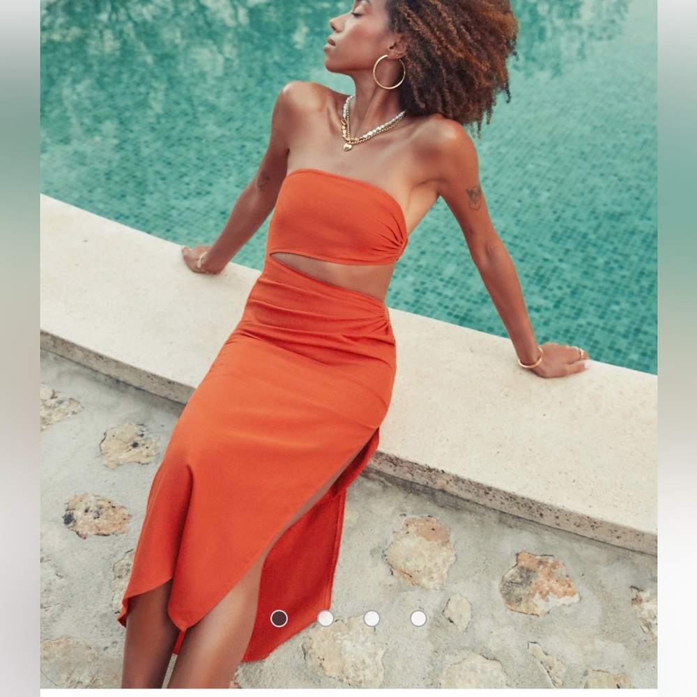 4th & Reckless X Amoka Hamelijnck Sunset Asymmetrical Cut Out Bandeau Dress